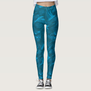 Leggings Piernas azules de pájaros azules de las mujeres