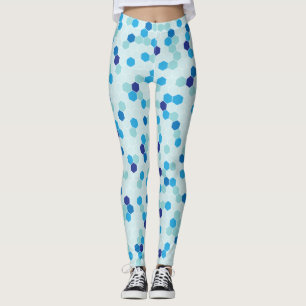 Leggings Piernas azules del patrón de hexágono