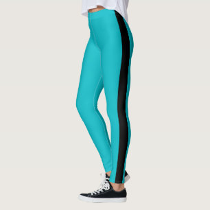 Leggings Piernas azules verde azuladas Banda lateral negra 