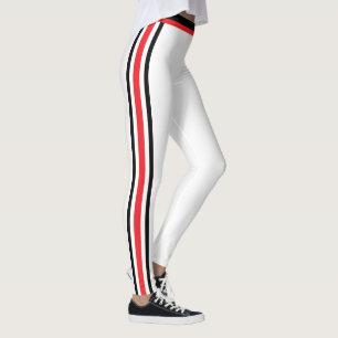 Leggings Piernas blancas de banda roja negra - tus colores