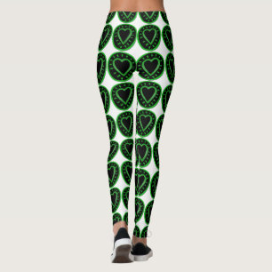 Leggings Piernas blancas del corazón negro verde