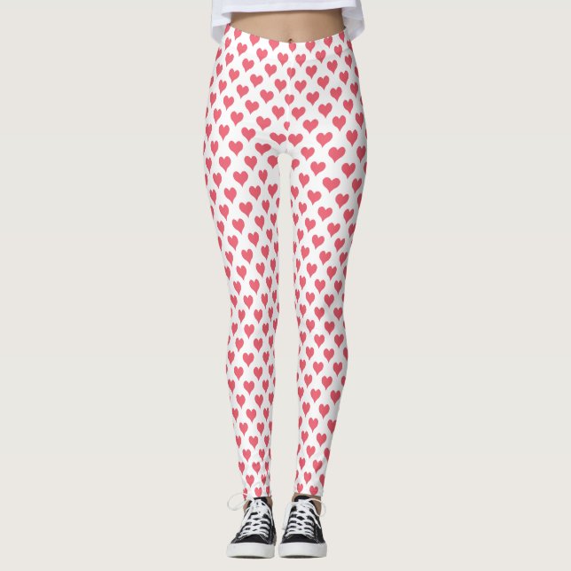 Leggings Piernas blancas rojas de corazones pequeños (Anverso)