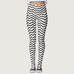 Leggings Piernas Chevron en blanco negro y Rubor