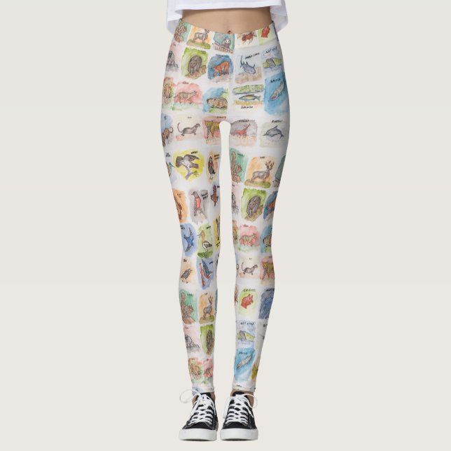 Leggings Piernas con ardillas y otros animales (Anverso)