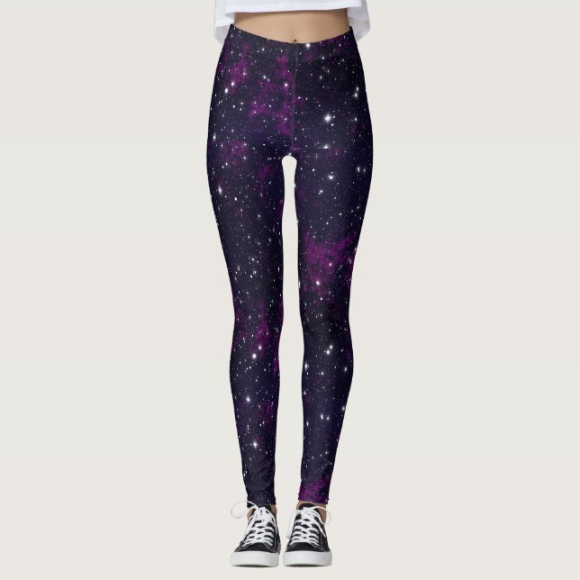 Leggings Piernas con estampado de galaxia púrpura (Anverso)