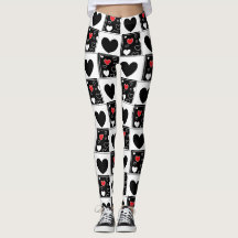 Piernas con estampado en el corazón blanco rojo ne