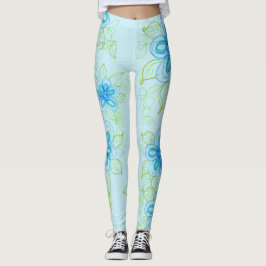Leggings Piernas con flores azules del cielo