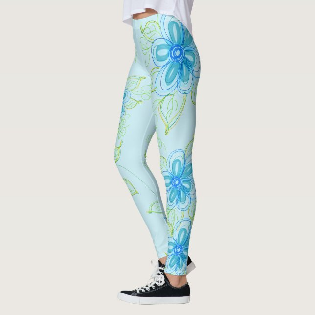 Leggings Piernas con flores azules del cielo (Izquierda)