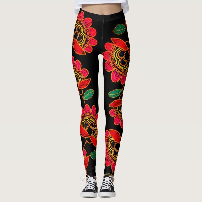 Leggings Piernas con flores bohemias (Anverso)