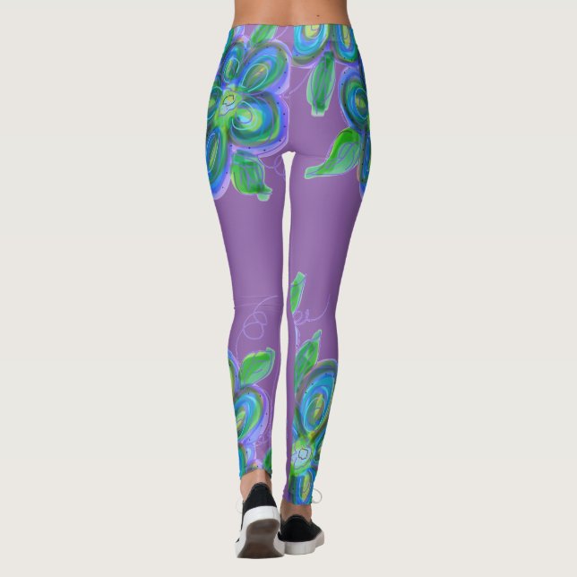 Leggings Piernas con flores moradas (Reverso)