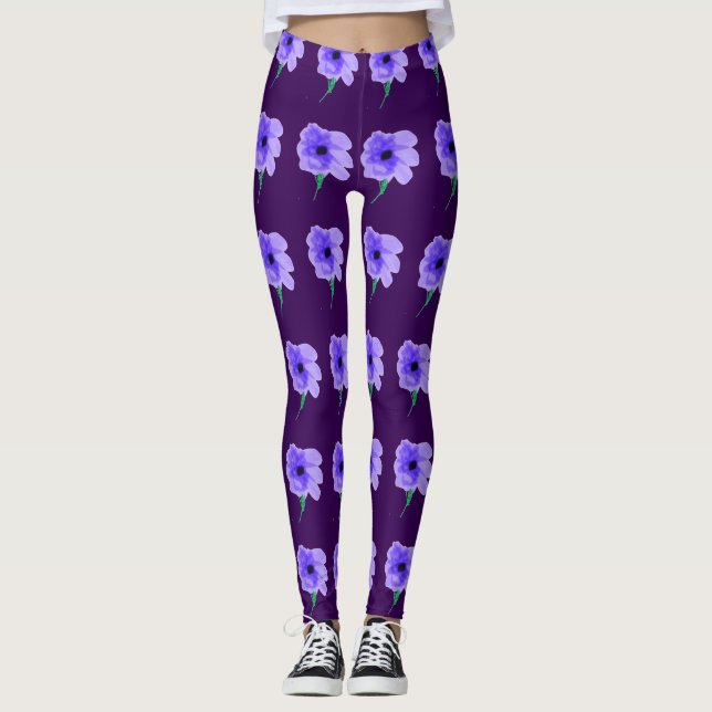 Leggings Piernas con flores moradas (Anverso)