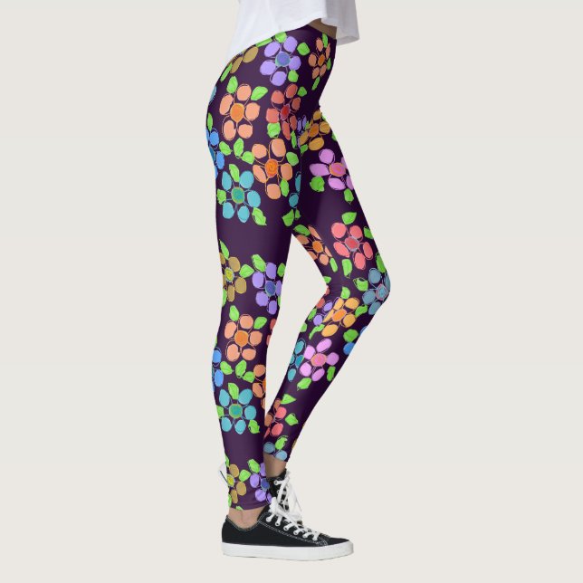Leggings Piernas con flores moradas oscuras (Derecha)