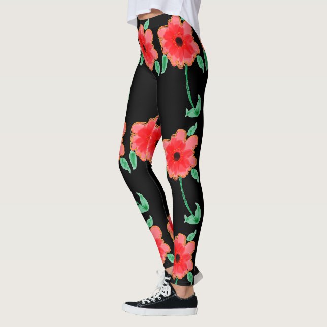 Leggings Piernas con flores rojas (Izquierda)