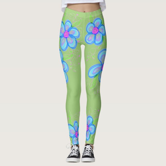 Leggings Piernas con flores rosadas (Anverso)