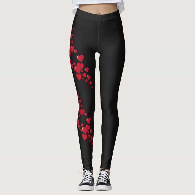 Leggings Piernas con forma de corazón rojo (Anverso)