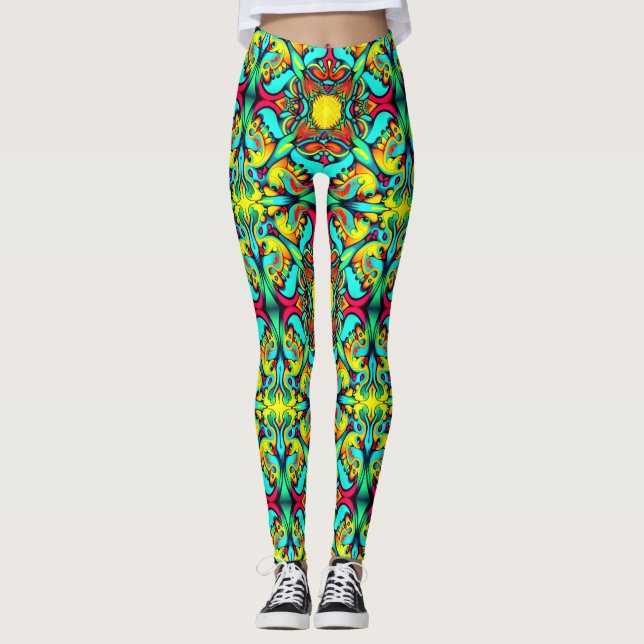 Leggings Piernas con motivos azules amarillos (Anverso)