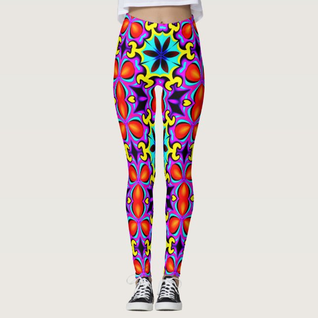 Leggings Piernas con motivos rojos amarillos (Anverso)