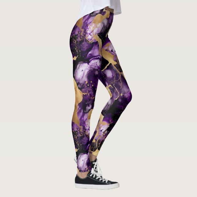 Leggings Piernas con tinta de alcohol morado y dorado (Derecha)
