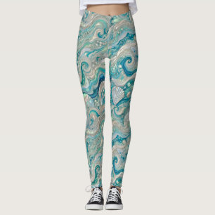 Leggings Piernas ~ conchas turquesas ~