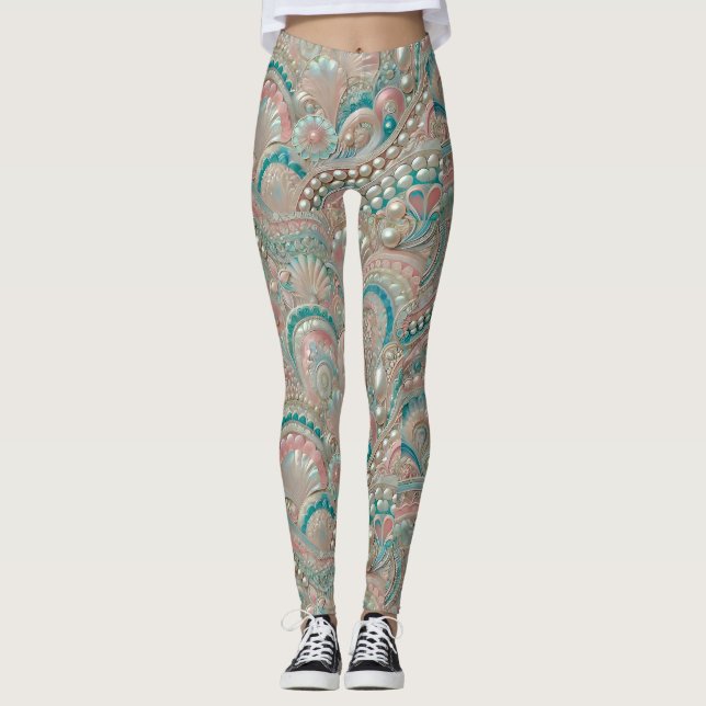 Leggings Piernas ~ conchas y perlas ~ (Anverso)