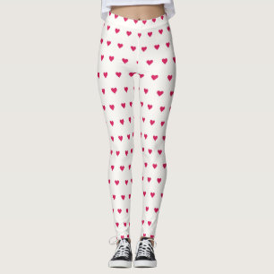 Leggings Piernas cortas blancas y rosadas del corazón