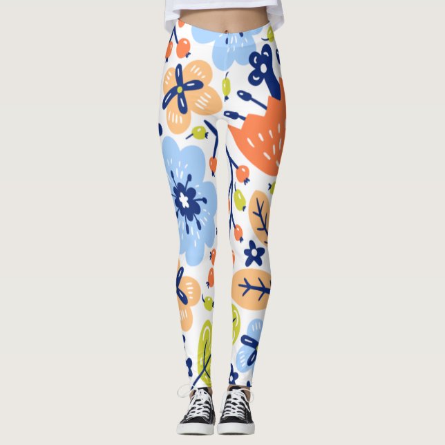 Leggings Piernas de ajuste gráfico de las flores (Anverso)