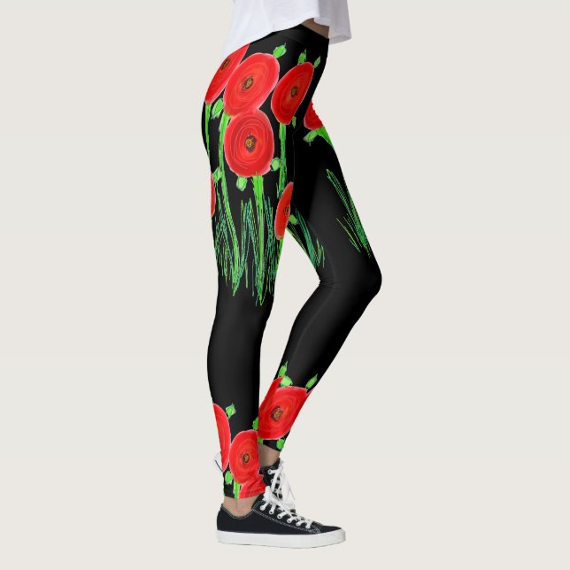 Leggings Piernas de amapola negra (Derecha)