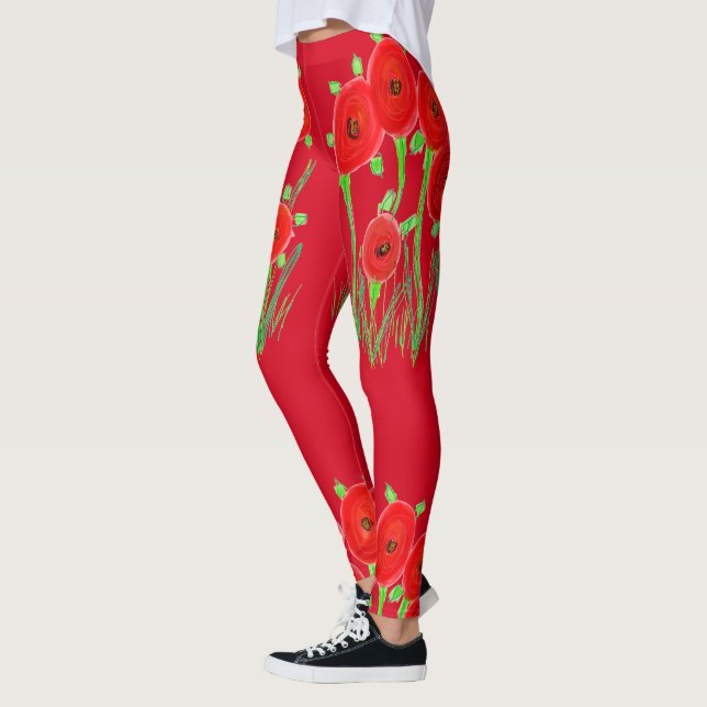 Leggings Piernas de amapola roja (Izquierda)