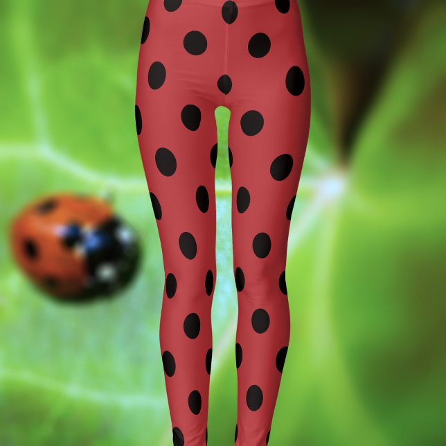 Leggings Piernas de bicho de polka de punto rojo y negro (Red and black spotty leggings just for you)