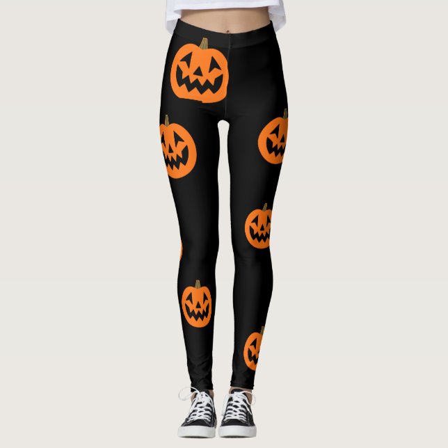 Leggings Piernas de calabaza de Halloween para mujeres (Anverso)