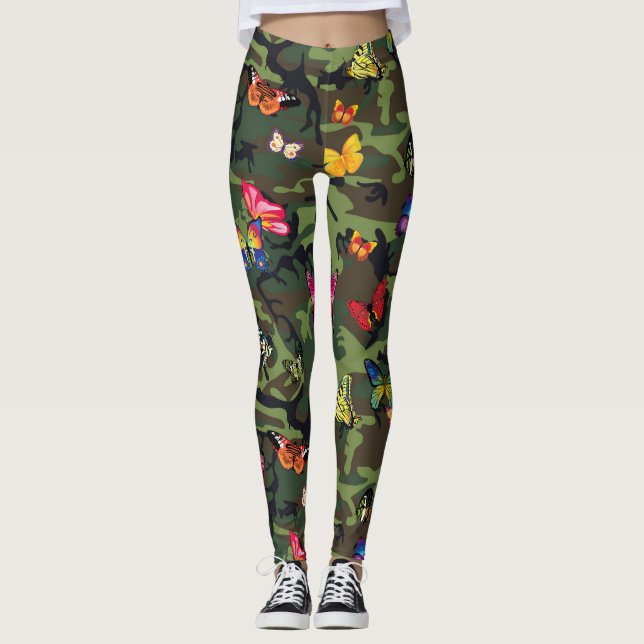 Leggings piernas de camuflaje de mariposa (Anverso)