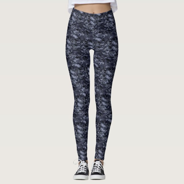 Leggings Piernas de camuflaje de mujeres azules oscuras (Anverso)