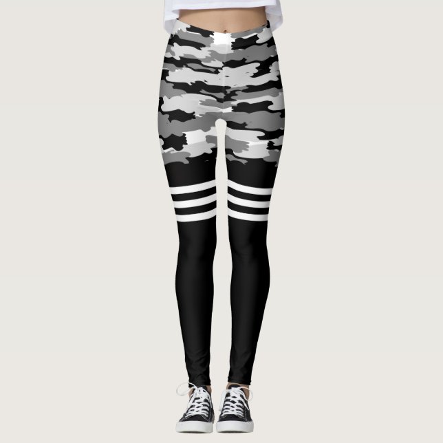 Leggings Piernas de camuflaje gris negro (Anverso)