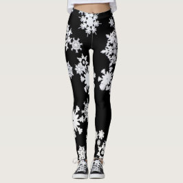 Leggings Piernas de copo de nieve en blanco y negro