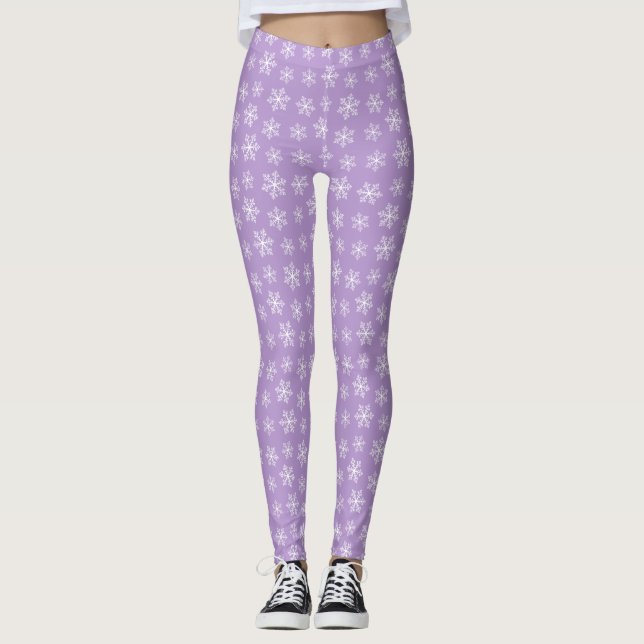 Leggings Piernas de copo de nieve púrpura (Anverso)