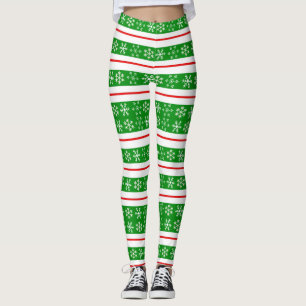 Leggings Piernas de copo de nieve rojas y verdes