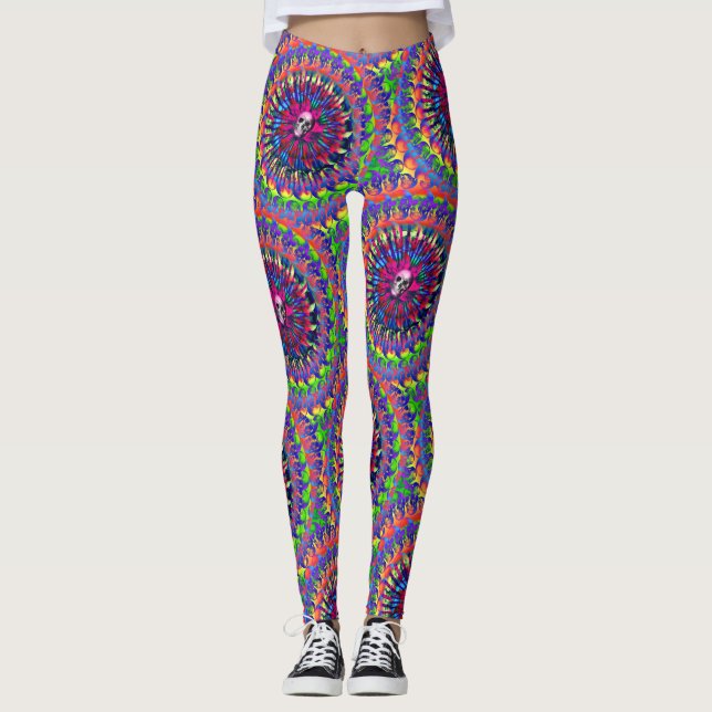 Leggings Piernas de cráneo espirales (Anverso)