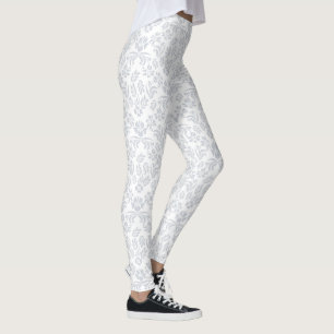Leggings Piernas de Damasco Floral Gris y Blanco