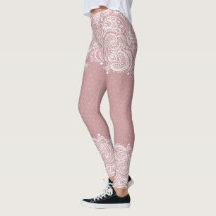 Leggings Piernas de diseño de encaje y puntos blancos