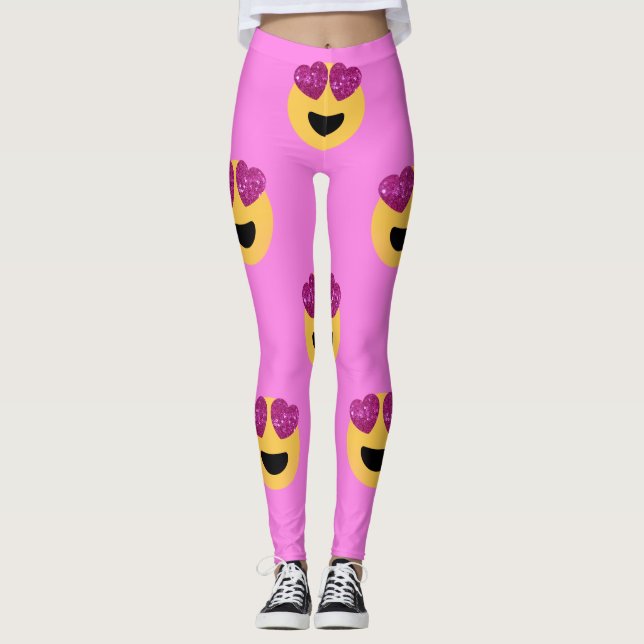 Leggings piernas de emoji de ojos cardíacos (Anverso)