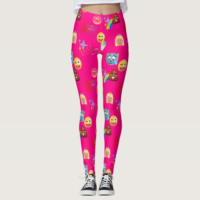 Leggings piernas de emoji rosada caliente (Anverso)