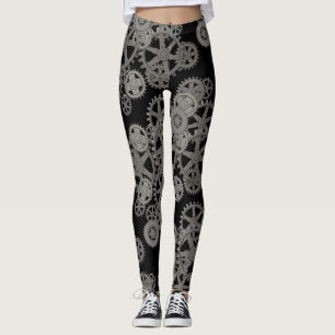 Leggings Piernas de engranajes de vapor de agua y negro