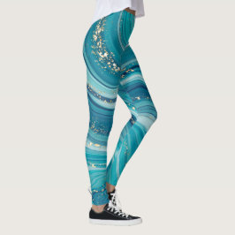Leggings Piernas de enmarañamiento líquido verde azul