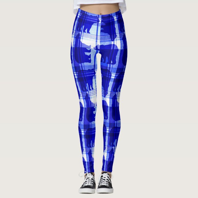Leggings Piernas de estampado de oso de ciruela azul (Anverso)