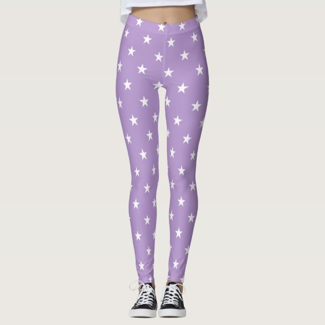 Leggings Piernas de estrellas de gran tamaño morado (Anverso)