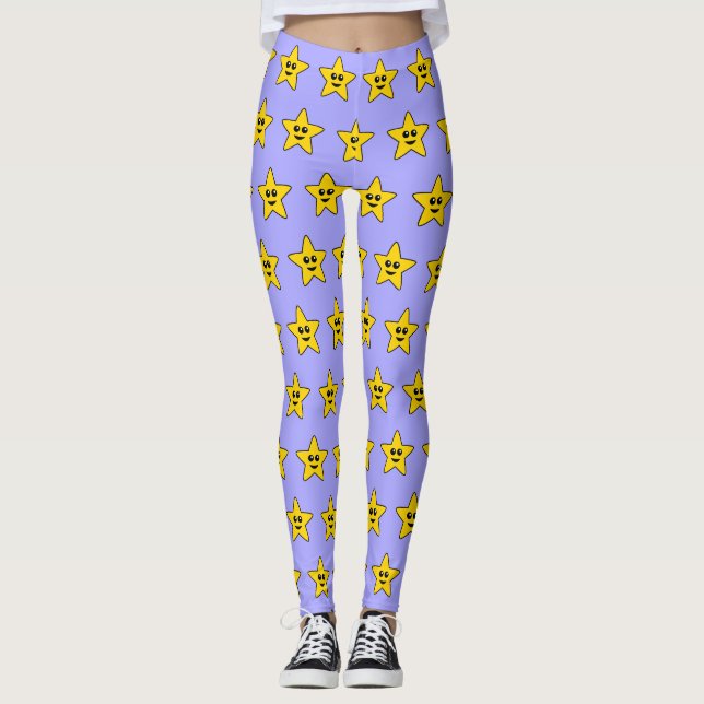 Leggings Piernas de estrellas felices amarillas (Anverso)