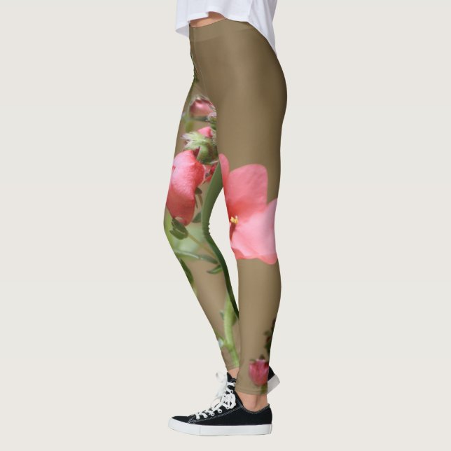 Leggings Piernas de flores de coral personalizado (Izquierda)