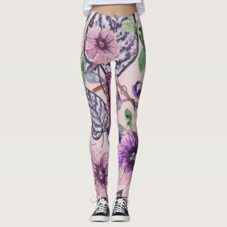 Leggings Piernas de flores de Rosa púrpura