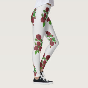 Leggings piernas de flores de rosa rojo