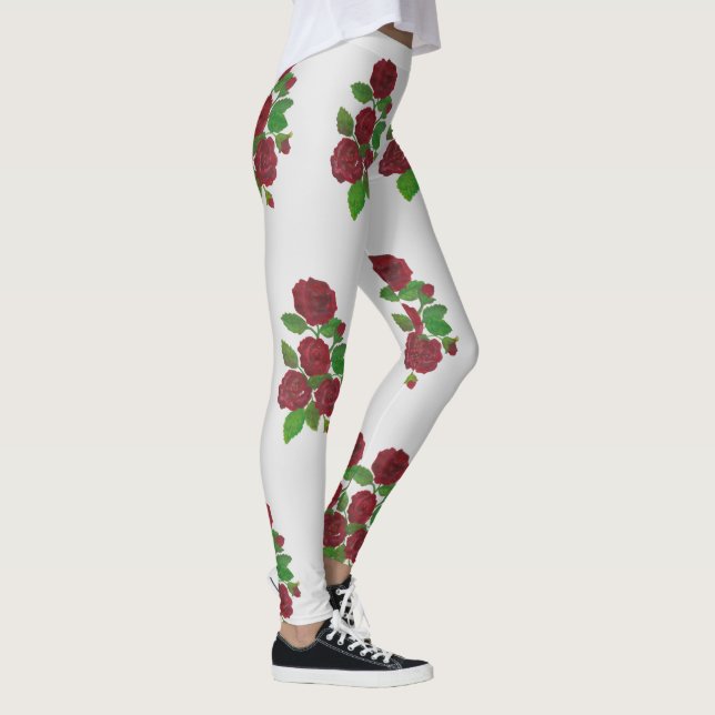 Leggings piernas de flores de rosa rojo (Derecha)